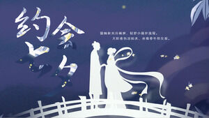 Traditionelles Qixi-Valentinstag-PPT-Template im chinesischen Stil