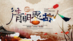 Qingming thinking old people Qingming Festival PPT template 2