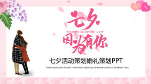 Template PPT perencanaan pernikahan tema perencanaan pernikahan tema Qixi merah muda yang segar