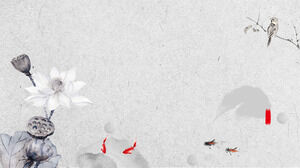 Enam gambar latar belakang lotus lotus pod PPT tinta klasik