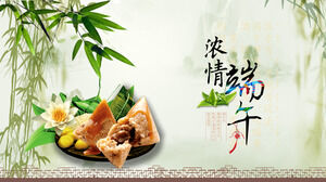 Qingyou Bamboo Forest Bamboo Dragon Boat Festival PPT Template