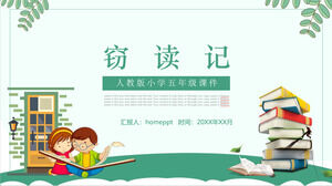 Mały świeży i potajemnie czytający chiński szablon kursów wiedzy tekstowej PPT