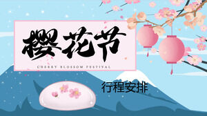 Template PPT jadwal festival bunga sakura kecil segar bergaya anime