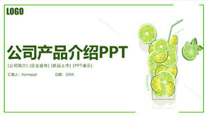 Zielona mała świeża firma Angielskie wprowadzenie do produktu objaśnienie kroków szablon PPT wprowadzenia owoców
