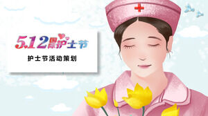 PPT-Vorlage zum Thema Internationaler Tag der Krankenschwester mit schönem Krankenschwester-Illustrationshintergrund