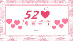 Rosa romantische 520 süße Werbung PPT-Vorlage