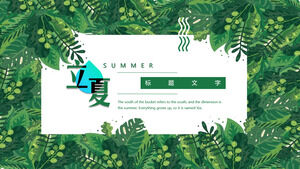 Template PPT musim panas latar belakang cat air hijau yang kreatif
