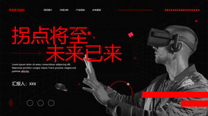 أحمر أسود تقنية الواقع الافتراضي تقرير المنتج قالب ppt