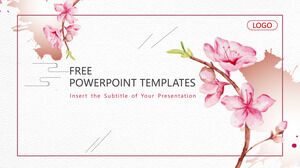 水彩桃花的PowerPoint模板