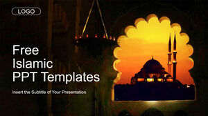 Islamski meczet Zachód słońca Szablony prezentacji PowerPoint