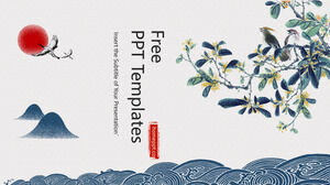 Șabloane PPT de flori și păsări în stil chinezesc