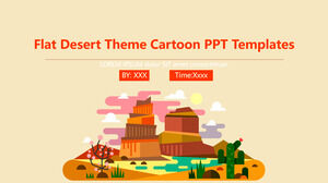 フラット砂漠のテーマ漫画PPTテンプレート