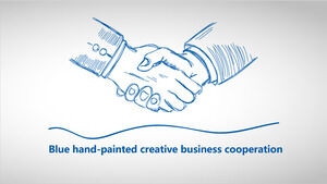 Templat PowerPoint kerjasama bisnis yang digambar tangan