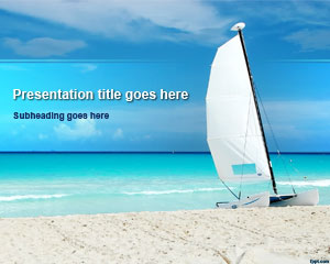 天堂海灘的PowerPoint模板與帆船圖片