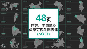 48 set visualisasi informasi peta dunia dan peta Cina koleksi grafik PPT