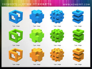 Um grupo de 3d tridimensional de slides ícone de download de material