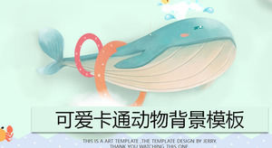 Piękny i uroczy wieloryb kreskówka szablon PPT