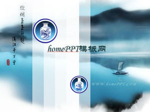 Синий и белый фарфор фон Китайский ветер шаблон PPT скачать