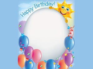 Синий фон день рождения воздушный шар границы РРТ фоновое изображение