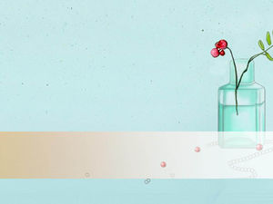 手繪藍色瓶花的優雅PPT背景圖片