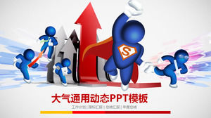 Albastru Superman cu un șablon PPT tri-dimensională de desene animate de fundal săgeată