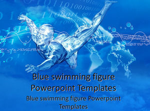 แม่แบบ Powerpoint รูปว่ายน้ำสีฟ้า
