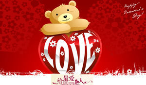 Giorno PPT template scaricare cartone animato orso sfondo di San Valentino