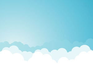 動畫片藍天和白色雲彩PPT背景圖片