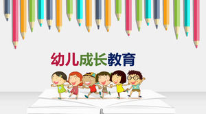 Modelo de PPT de educação do crescimento da criança do fundo do lápis da cor dos desenhos animados