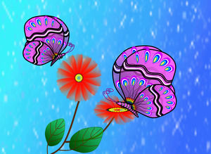 Modello del fumetto di stile del fiore di farfalla PPT TemplateCartoon di stile del fiore di farfalla PPT