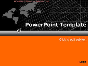 经典的黑色橙色世界地图PPT模板