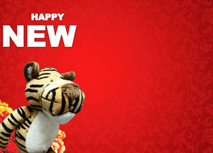 PPT modelo Dia fundo pano tigre de Ano Novo