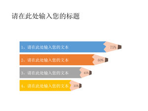 Diagram skala kolom PPT berbentuk pensil berwarna