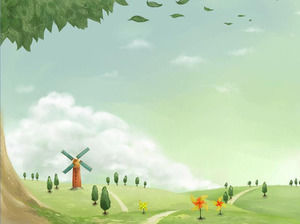 Paese mulino a vento cartone animato presentazione immagine di sfondo scaricare