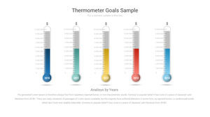 クリエイティブ体温計型PPT縦棒グラフ