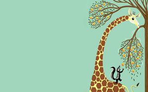 Obraz tła PPT ładny żyrafa kreskówka