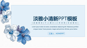 Modelo de PPT de flor azul elegante e fresco