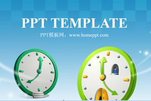 Eleganckie niebieskie tło, zegar animowany koreański animowany szablon PPT do pobrania za darmo;