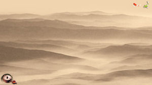Элегантные коричневые чернила китайский ветер РРТ фоновое изображение