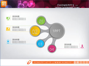 Şık Dört Renk Difüzyon İlişki PowerPoint Grafik Şablon İndir