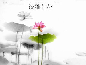 Lotus elegante viento chino plantilla PPT descarga