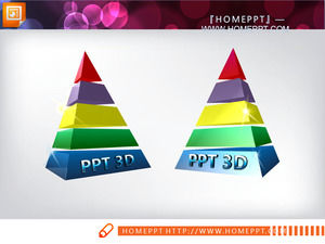 Cuatro pirámides de fondo 3D de material gráfico de relación jerárquica dinámica de diapositivas