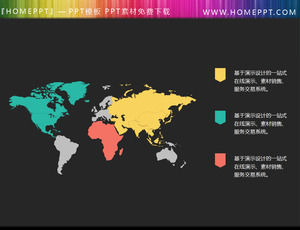 Cuatro colores ilustración mapa del mundo PPT