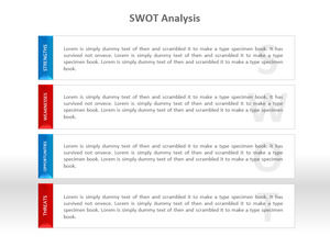 Vier parallele SWOT-Analyse-PPT-Textfelder