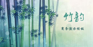 Modello di PPT verde fresco e morbido sfondo arte di bambù