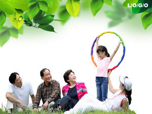Green coreeană familie șablon PPT descărcare
