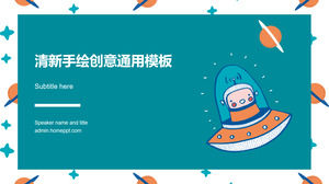 Ręcznie malowany cute cartoon mały statek kosmiczny kreatywny mały świeży biznes raport uniwersalny szablon ppt