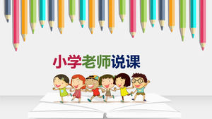 Felici piccoli amici vanno a scuola - matite colorate Libri aperti, insegnanti creativi di scuola elementare, corsi di insegnamento di classe