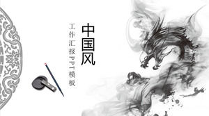 Ink naga Chinese style ringkasan kerja laporan ppt template