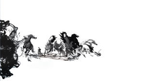 pictura de cerneală „cal“ imagine de fundal stil chinezesc PowerPoint